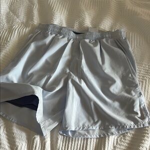 Men’s Nike 2-in-1 Running Shorts - Pale Gray & Purple Large (7 inch inseam)